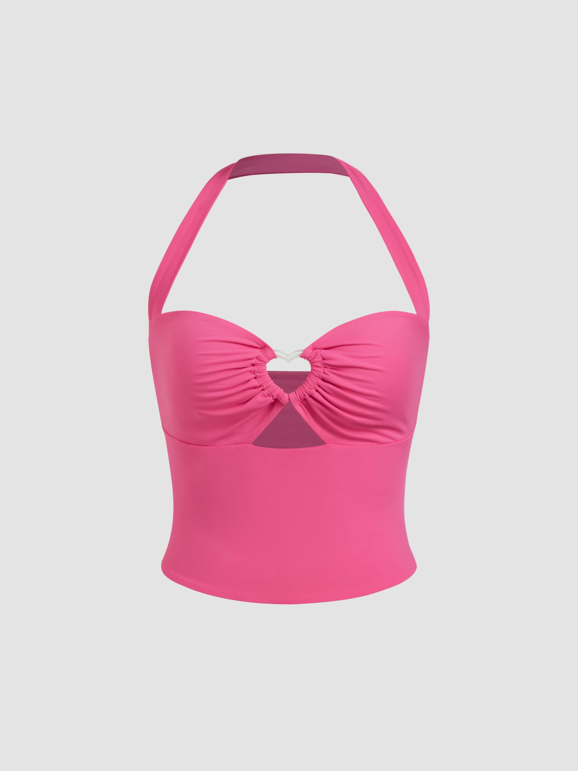CIDER X Polly Pocket - Women's Halter Neck Crop Top, Pink Heart - Cutout Fashion Tank, Trendy Sleeveless Summer Outfit - Image 4