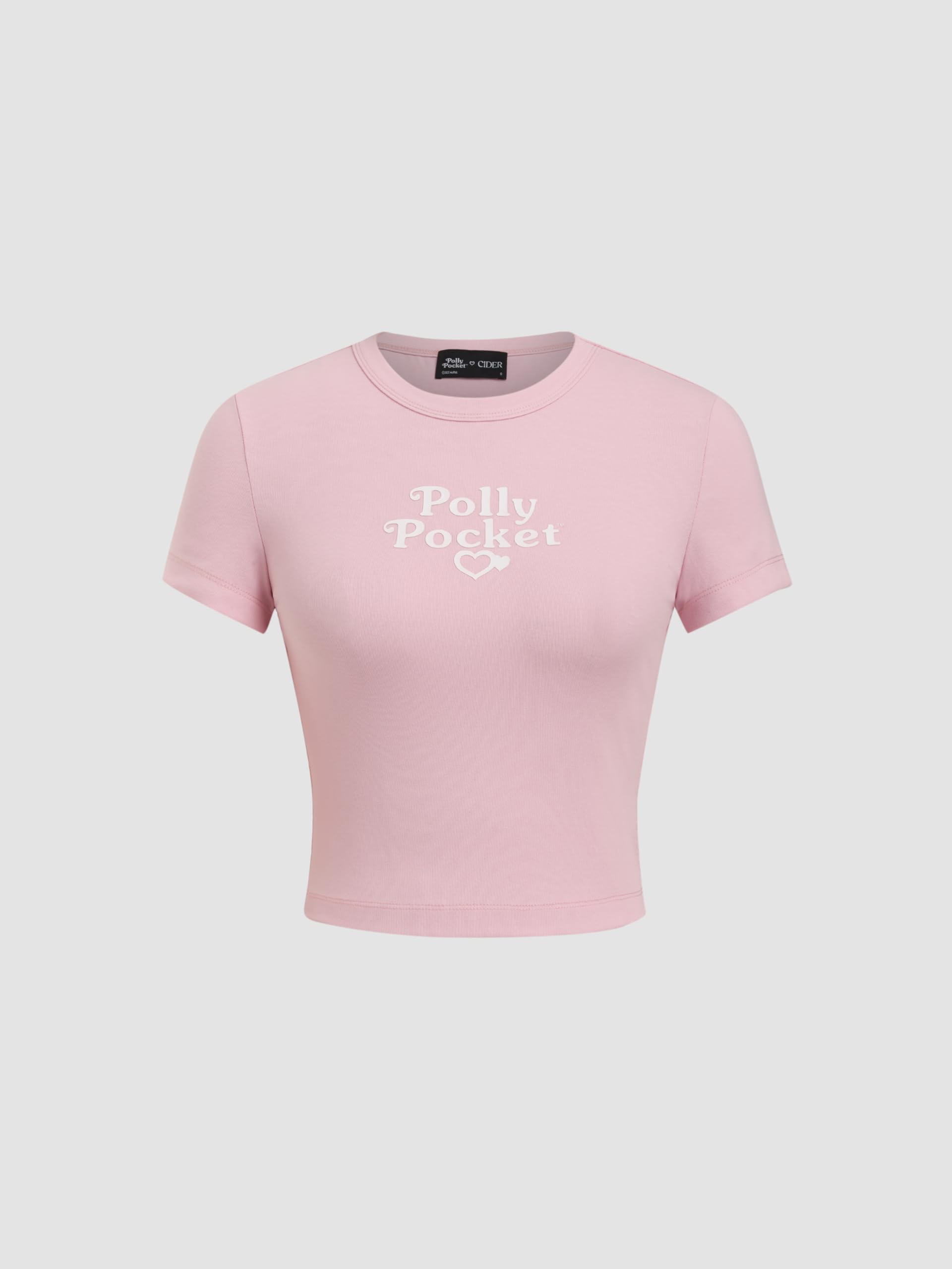 CIDER X Polly Pocket –Women's Y2K Cropped T - Shirt Polly Pocket Graphic Pink Tee Trendy Short Sleeve Fitted Top - Image 4