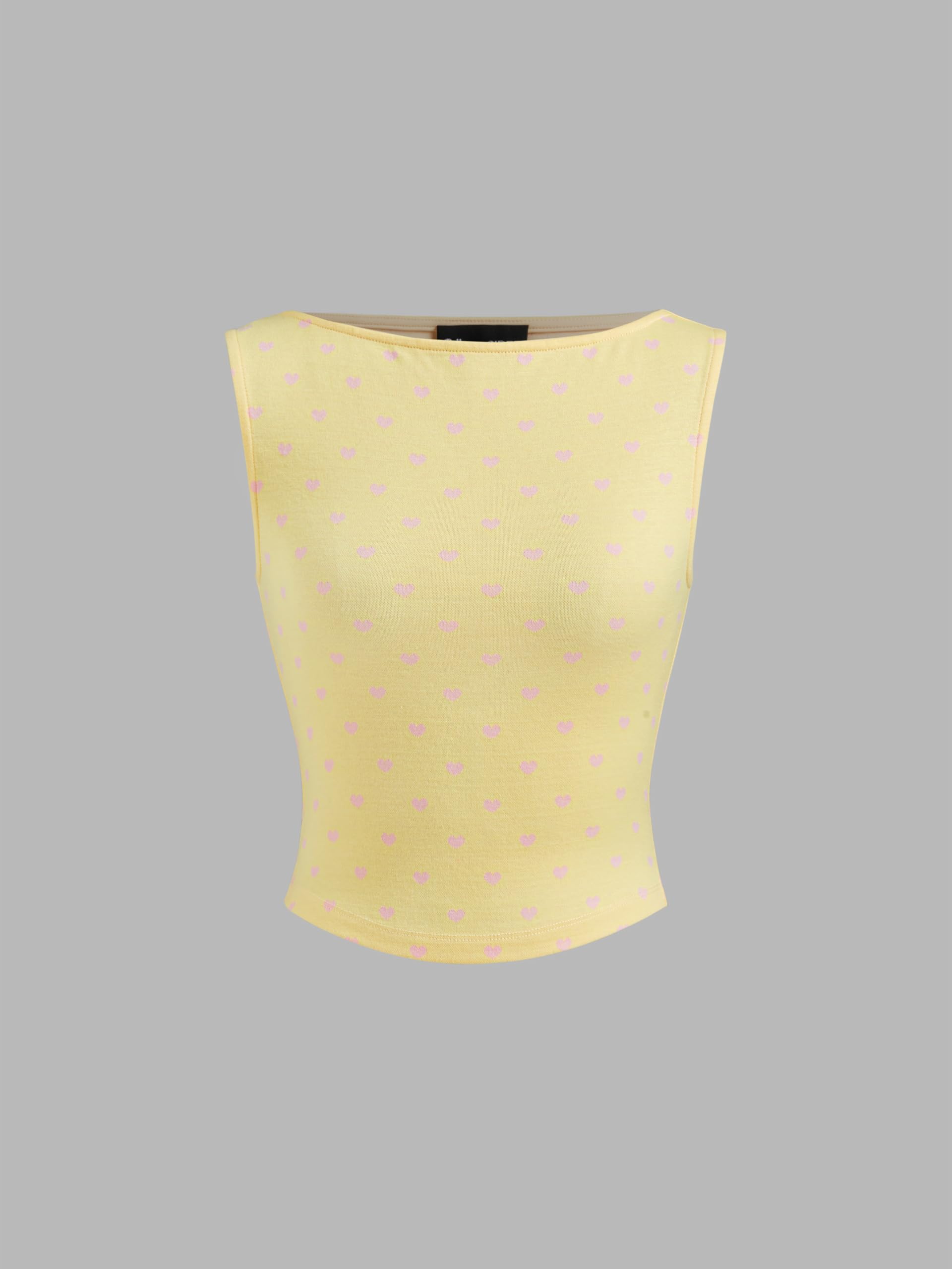 CIDER X Polly Pocket - Women's Y2K Sleeveless Crop Top, Pastel Yellow Heart - Print Fitted Tank, Trendy Summer Fashion - Image 4