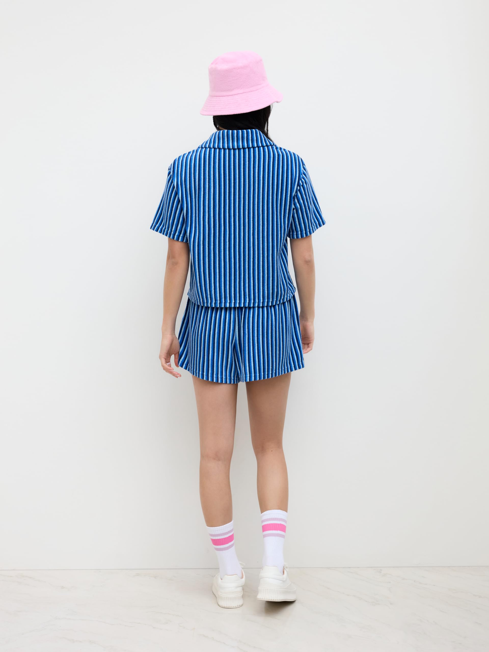 CIDER X Polly Pocket - Womens Striped Pajama Set Short Sleeve Sleepwear Lounge Set Summer - Image 3