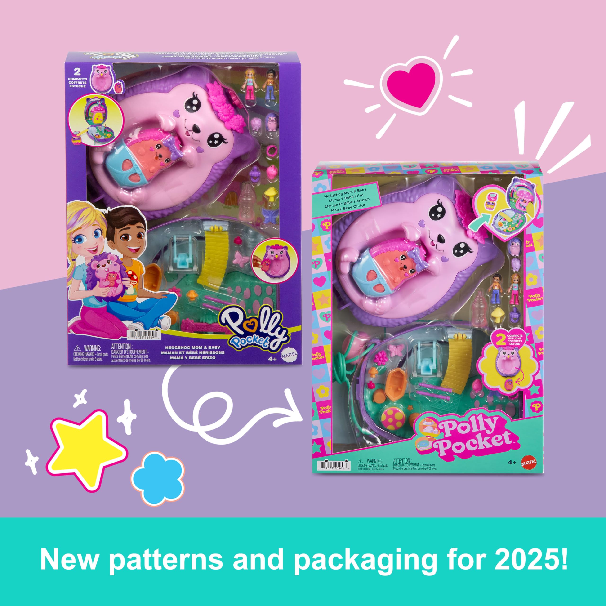 Polly Pocket 2-in-1 Travel Toy with 2 Micro Dolls and 16 Accessories, Hedgehog Purse Playset with Pet Theme - Image 6