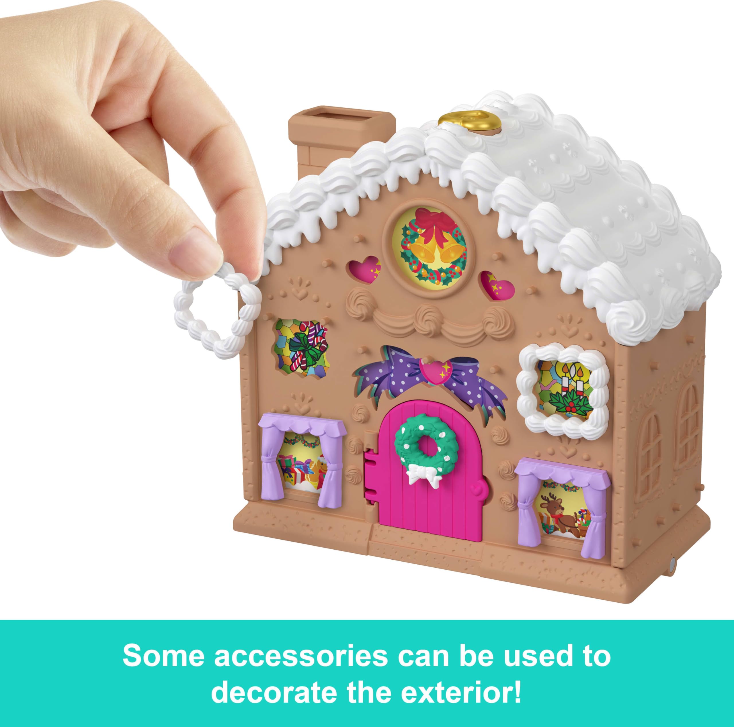 Polly Pocket Doll Advent Calendar, DIY Gingerbread House Playset with 24+ Surprises, Dollhouse Furniture, and Holiday Accessories - Image 4