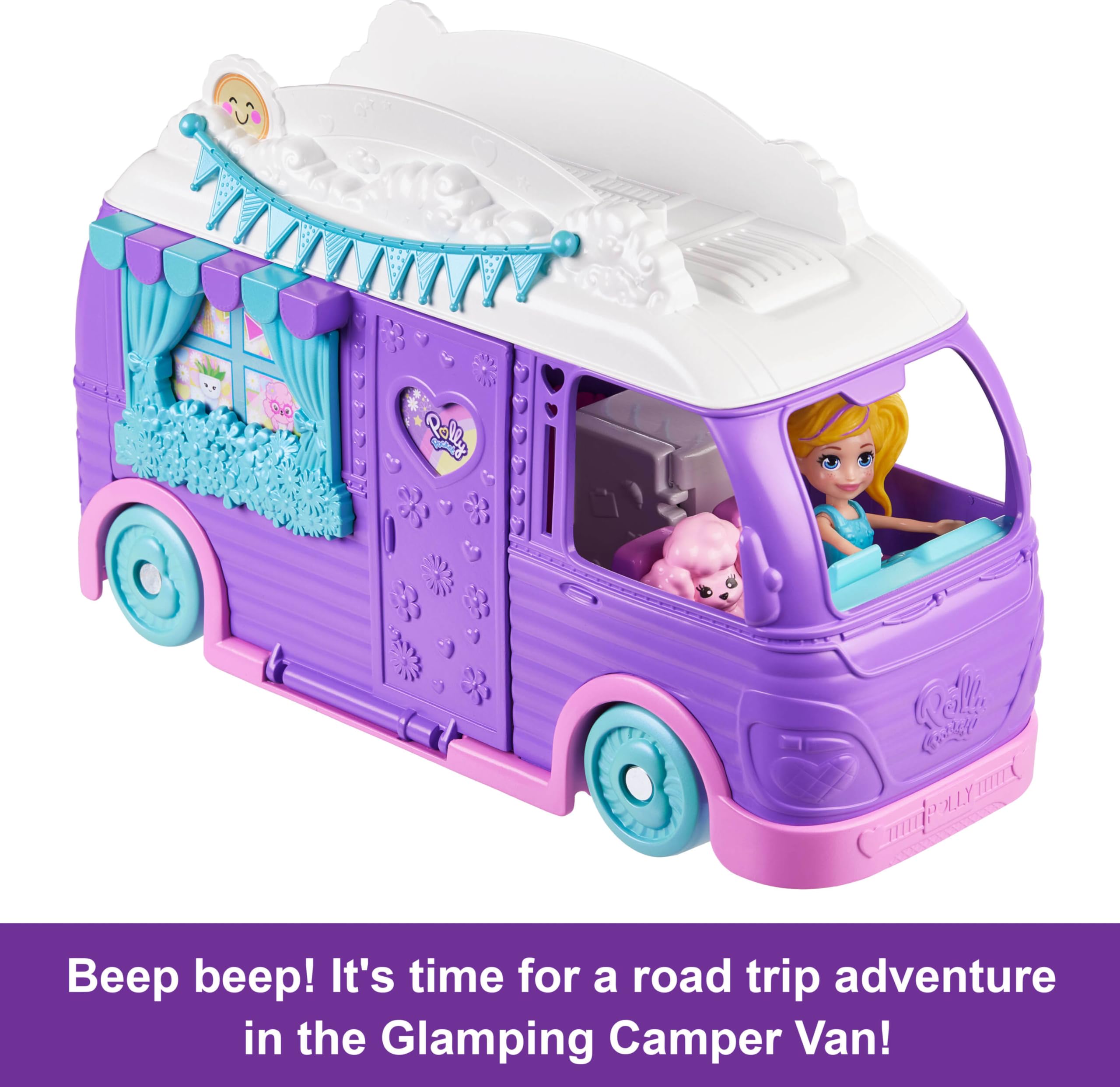 Polly Pocket Doll & Pet Playset, Travel Toy with Camping & Food Accessories, Glamping Camper Van (Amazon Exclusive) - Image 3
