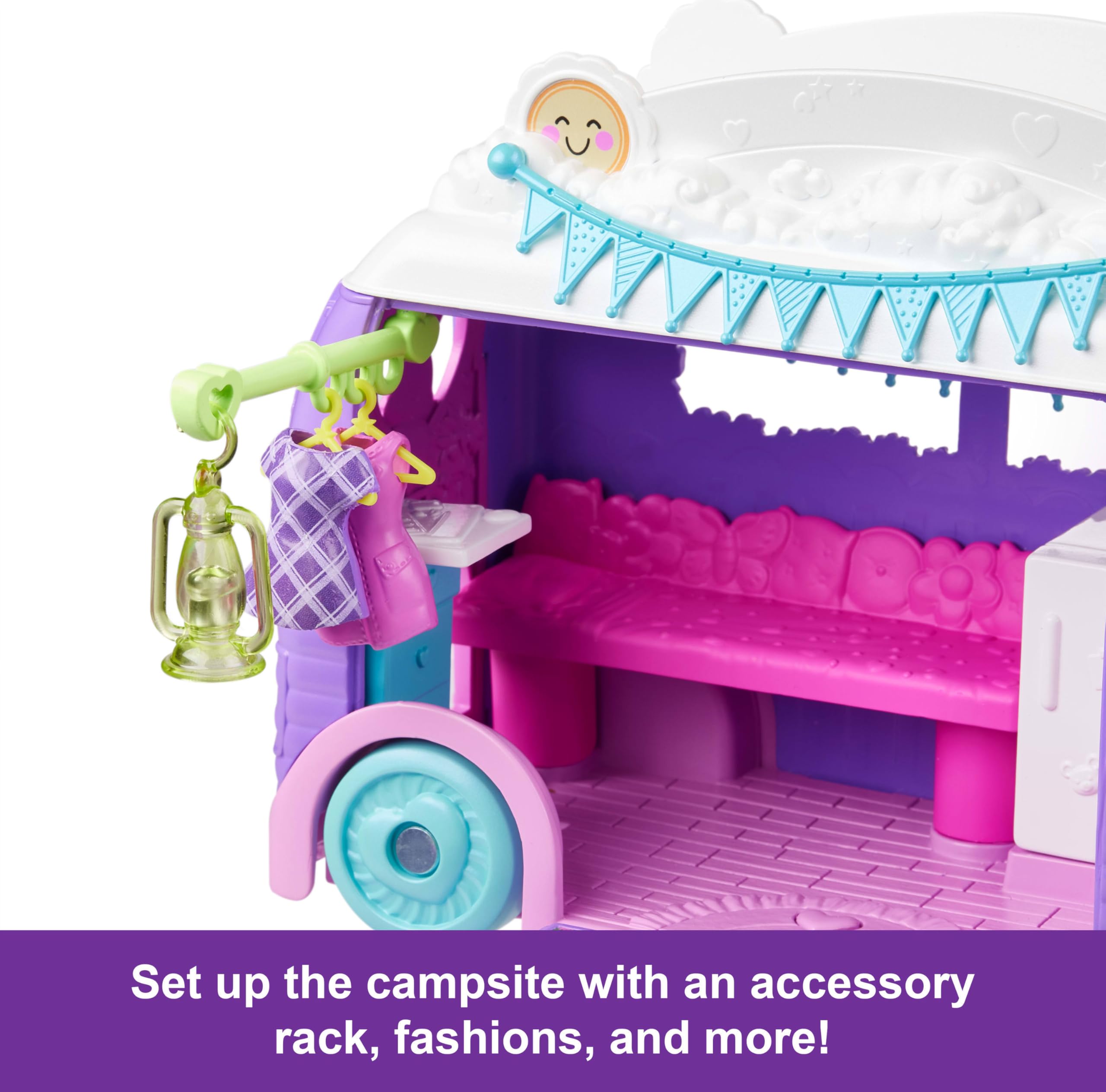 Polly Pocket Doll & Pet Playset, Travel Toy with Camping & Food Accessories, Glamping Camper Van (Amazon Exclusive) - Image 4