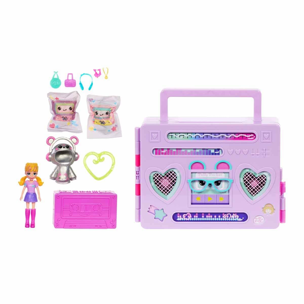 Polly Pocket Doll & Playset, Disco Dance Fashion Reveal Unboxing Travel Toy with 3-inch Hoodie Buddy Doll, 16 Accessories & Surprise Water Play - Image 4