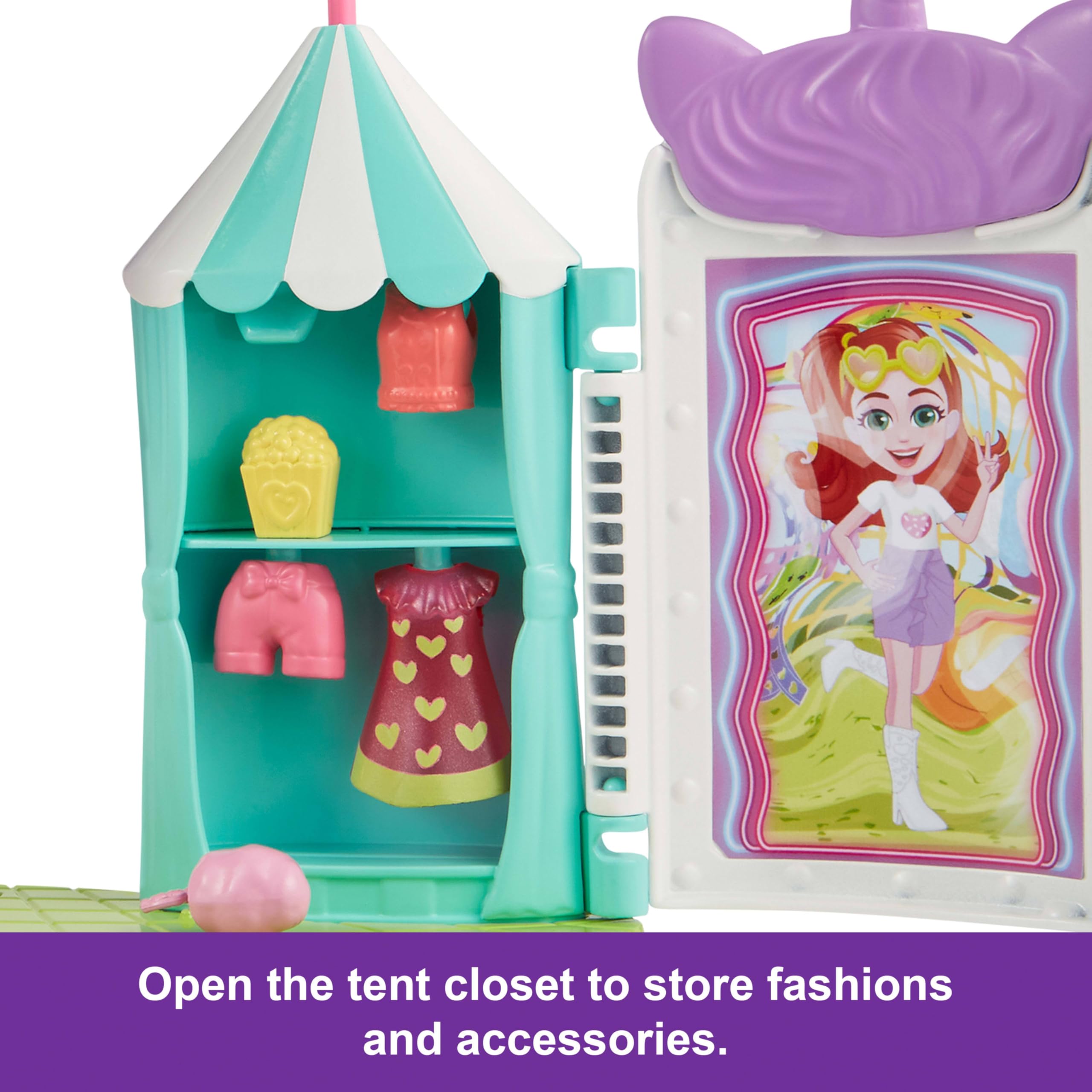 Polly Pocket Doll & Playset, Tropical Treats Carnival Food-Themed Toy Includes 3-inch Doll, 1 Puppy, 10 Accessories & Spinning Ferris Wheel - Image 5