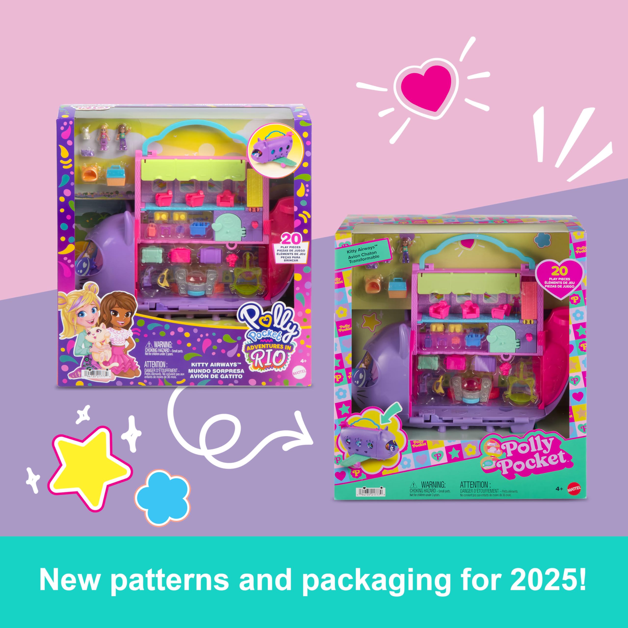 Polly Pocket Dolls and Playset, Kitty Airways Airplane, Travel Toy with 2 Micro Dolls and Pet, Spinning Stage and Accessories (Amazon Exclusive) - Image 7