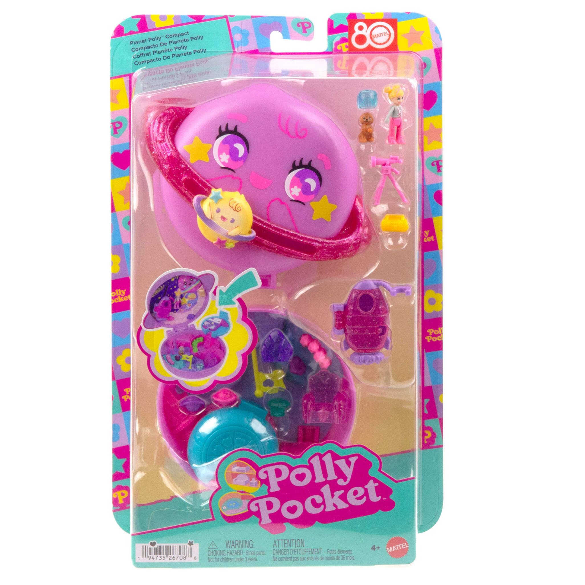 Polly Pocket Dolls and Playset, Planet Polly Outer Space Compact, Travel Toy with 1 Micro Doll, Pet Puppy & Themed Accessories - Image 5