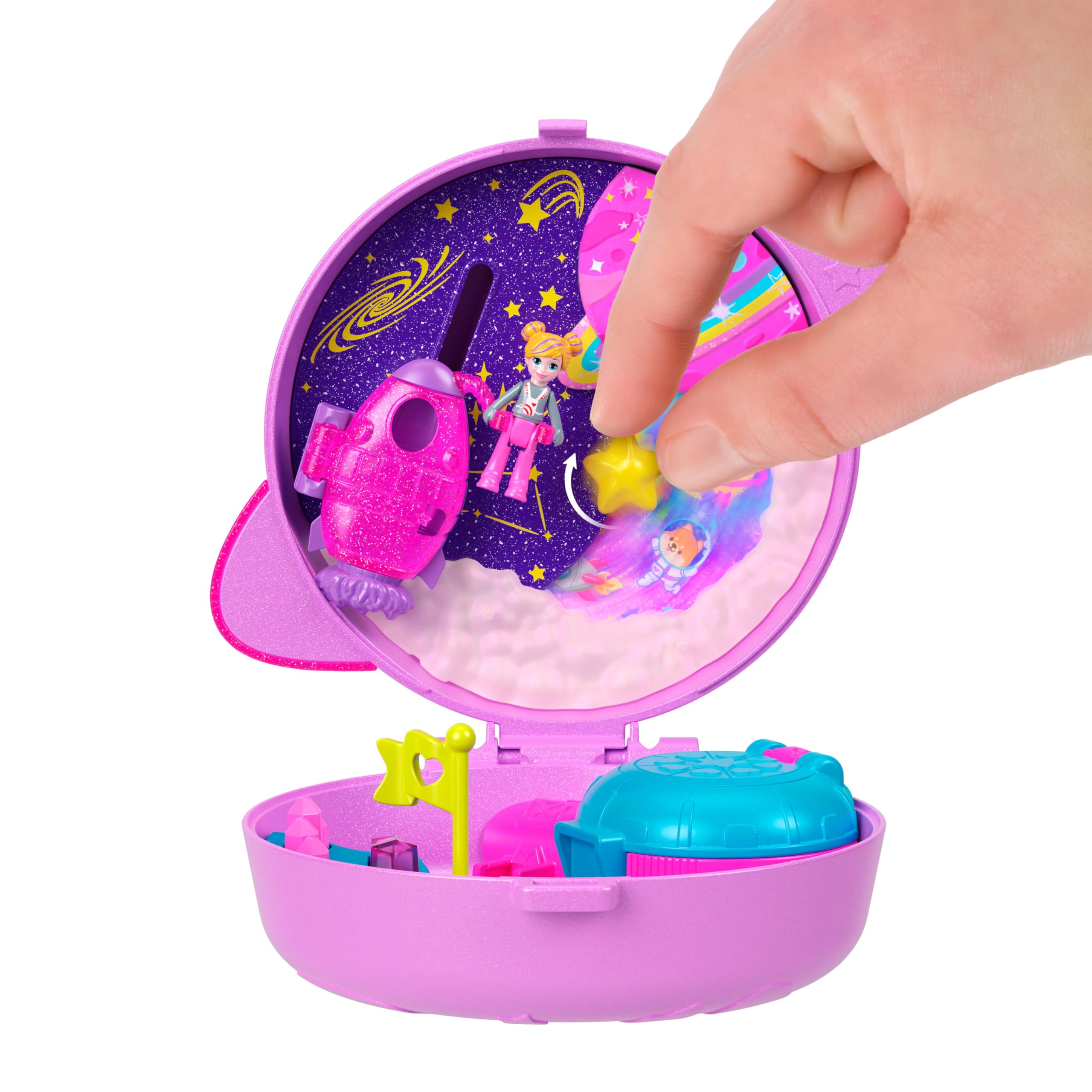 Polly Pocket Dolls and Playset, Planet Polly Outer Space Compact, Travel Toy with 1 Micro Doll, Pet Puppy & Themed Accessories - Image 6