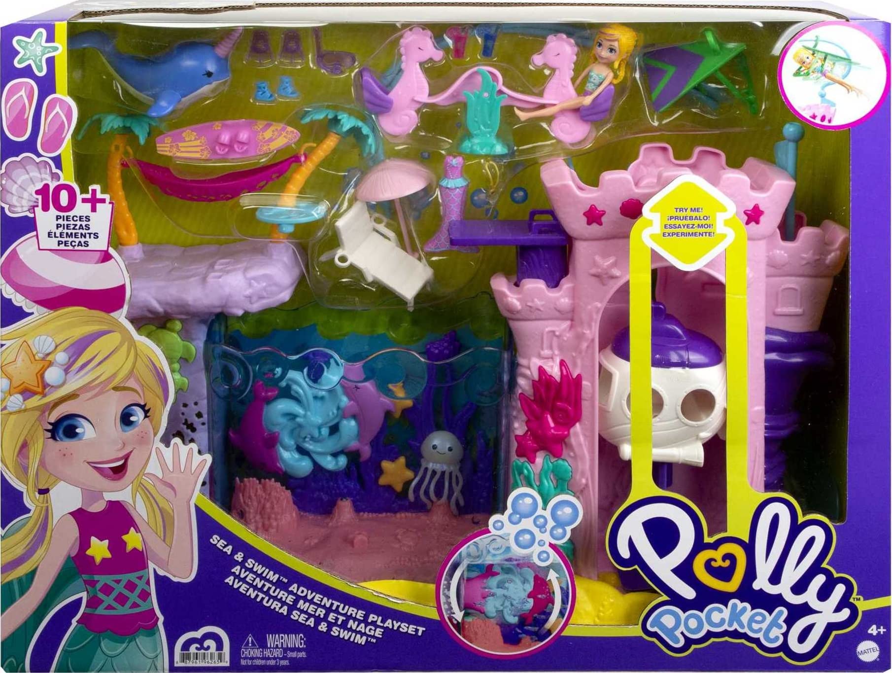 Polly Pocket Dolls & Playset, Sea & Swim Adventure with 3-inch Polly Doll & Water Play Accessories - Image 6