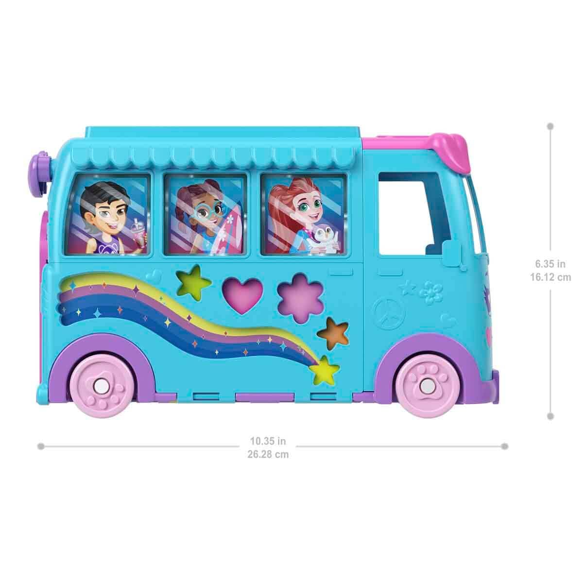 Polly Pocket Micro Dolls and Transforming Camper Van Vehicle, Accessories Include Pets and Toy Car, Pet Mobile Adventure Playset - Image 3