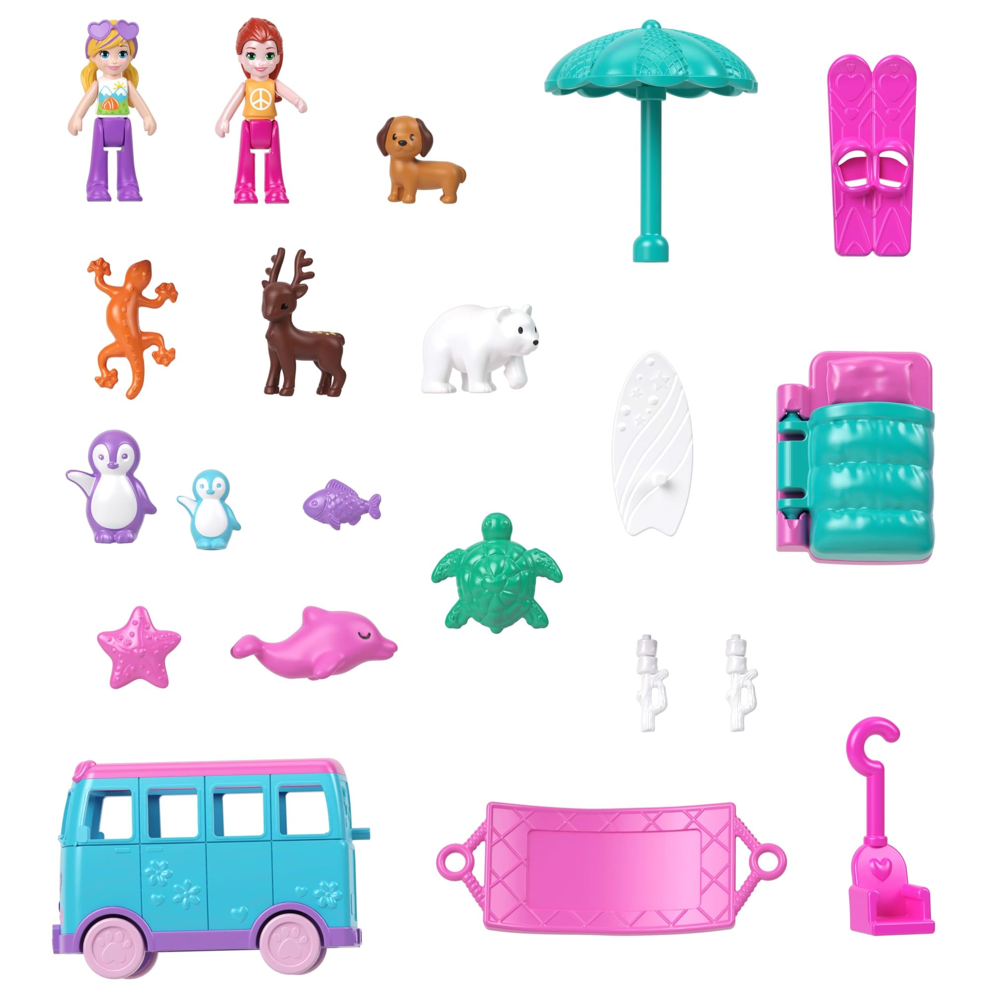 Polly Pocket Micro Dolls and Transforming Camper Van Vehicle, Accessories Include Pets and Toy Car, Pet Mobile Adventure Playset - Image 7