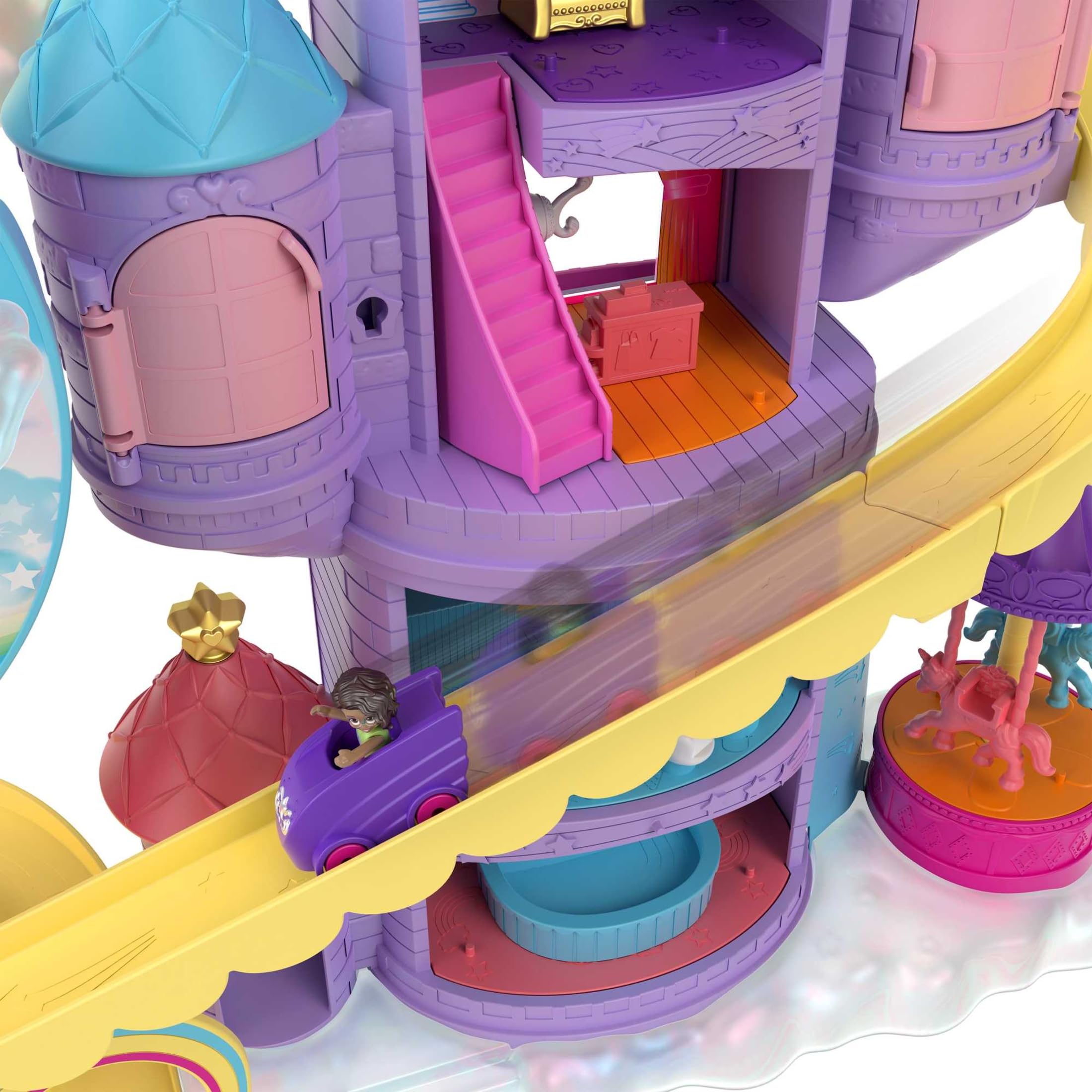 Polly Pocket Playset, Rainbow Funland Theme Park with 2 Unicorns, Polly & Shani Micro Dolls, 25 Surprise Accessories - Image 4