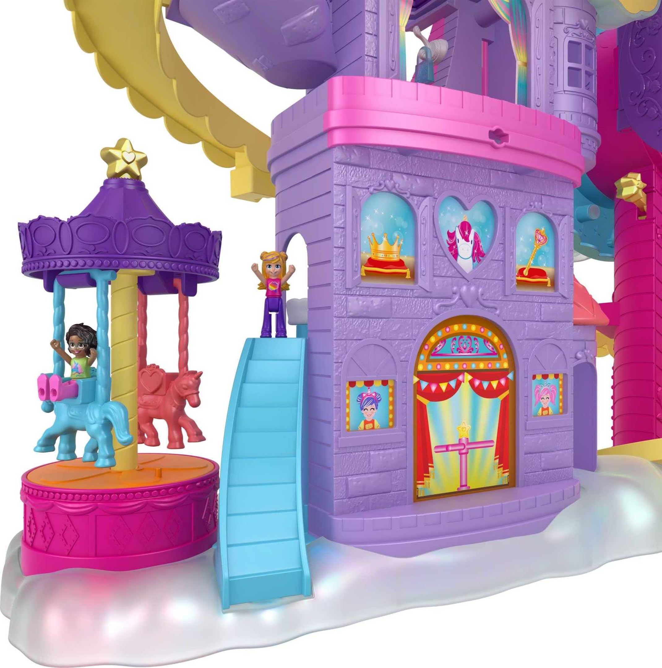 Polly Pocket Playset, Rainbow Funland Theme Park with 2 Unicorns, Polly & Shani Micro Dolls, 25 Surprise Accessories - Image 5